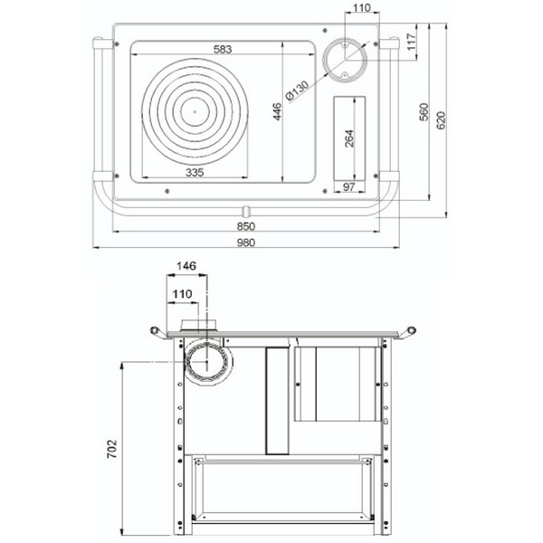 Wamsler Holzherd K 85 F Anthrazit Rauchrohranschluß rechts , K 85 F