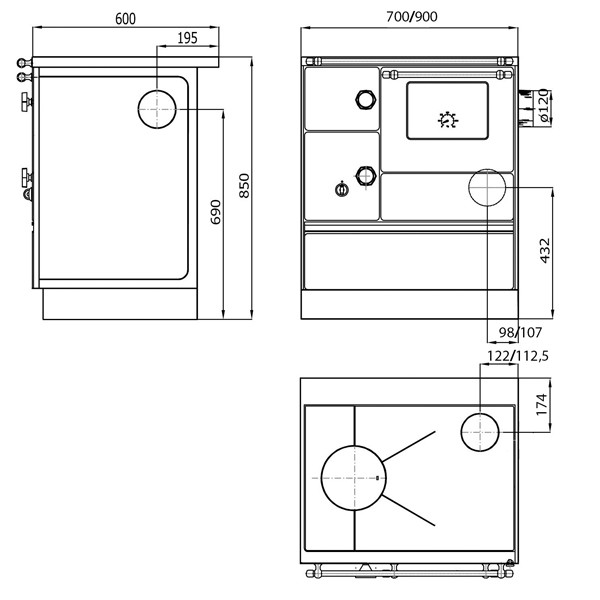 Wamsler Holzherd K 176 F/A 70 mit Fenster weiß Rauchrohranschluß rechts , K 176 F/A 70