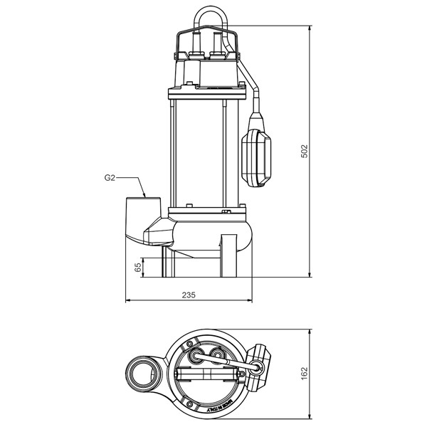 Solida 390 C (A) 230 V Abwassertauchmotorpumpe mit Schwimmerschalter, Wirbelrad