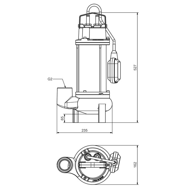 Solida 490 C (A) 230 V Abwassertauchmotorpumpe mit Schwimmerschalter, Wirbelrad