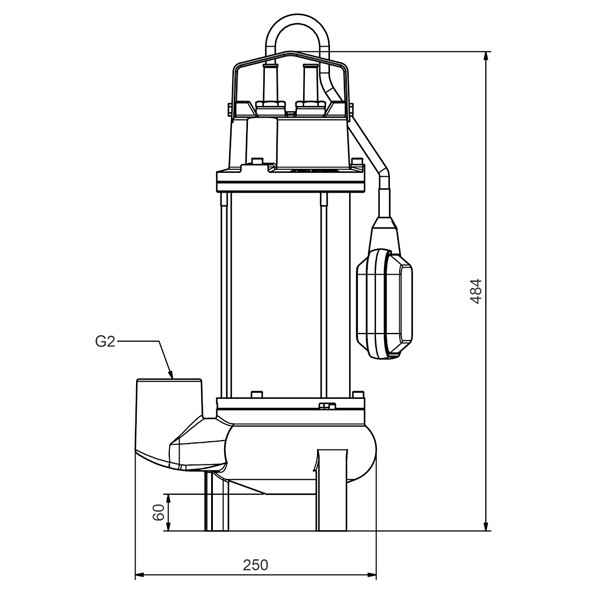 Solida 635 C (A) 230 V Abwassertauchmotorpumpe mit Schwimmerschalter und Kanalrad