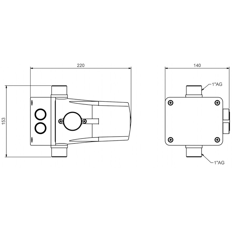 Zehnder Schaltautomat Kit05 Optimatic,
Ausführung wie oben, mit 3-teiliger
Messingverschraubung