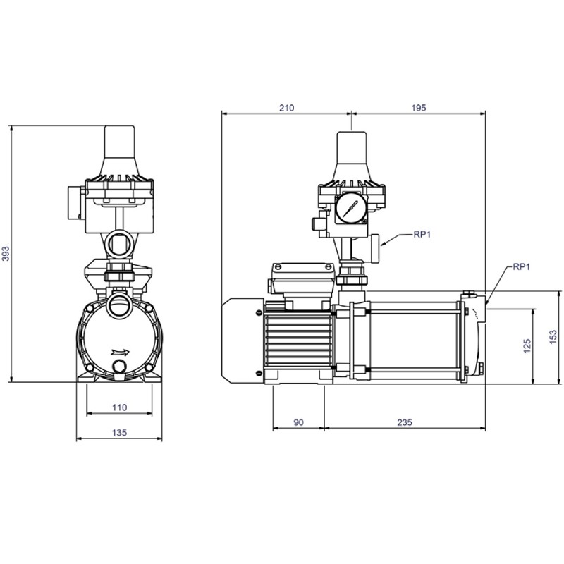 Zehnder CPS 15-4 MB / Kit02 pro,
selbstansaugende mehrstufige
Kreiselpumpe, Saug- u. Druckgehäuse
aus Messing, Mantel aus Edelstahl
mit Schaltgerät Kit 02, fertig
verkabelt, 230 V, 2m Netzkabel und
Stecker, Messing Ver., Anschl. 1" IG