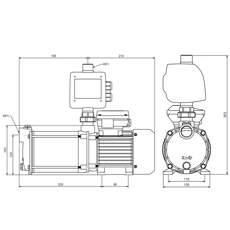 Zehnder CPS 15-4 / ZP Control Ad Pro,
elbstansaugende mehrstufige Kreiselpumpe,
Saug- u. Druckgehäuse
aus Messing, Mantel aus Edelstahl
mit Schaltgerät ZP Control Ad Pro,
fertig verkabelt, 230 V, 2m Netzkabel
und Stecker, Messing Ver., Anschl.
1“ IG