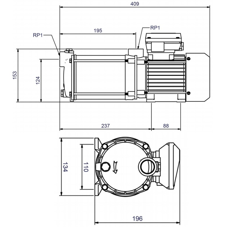 Zehnder CPS 15-4 MB, 230 V, selbstansaugende
mehrstufige Kreiselpumpe
aus Saug.-u. Druckgehäuse aus Messing
mit Edelstahlmantel, Anschlüsse
1" IG