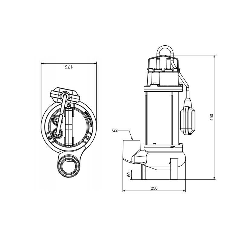 Zehnder SOLIDA 262 CA, 230V - Kanalrad,
Druckstutzen 2" IG, 10m Anschlußkabel
u. Schuko Stecker, angeb.
Schwimmerschalter für Klar- u.
Schmutzwasser, Korngrösse max.
32mm