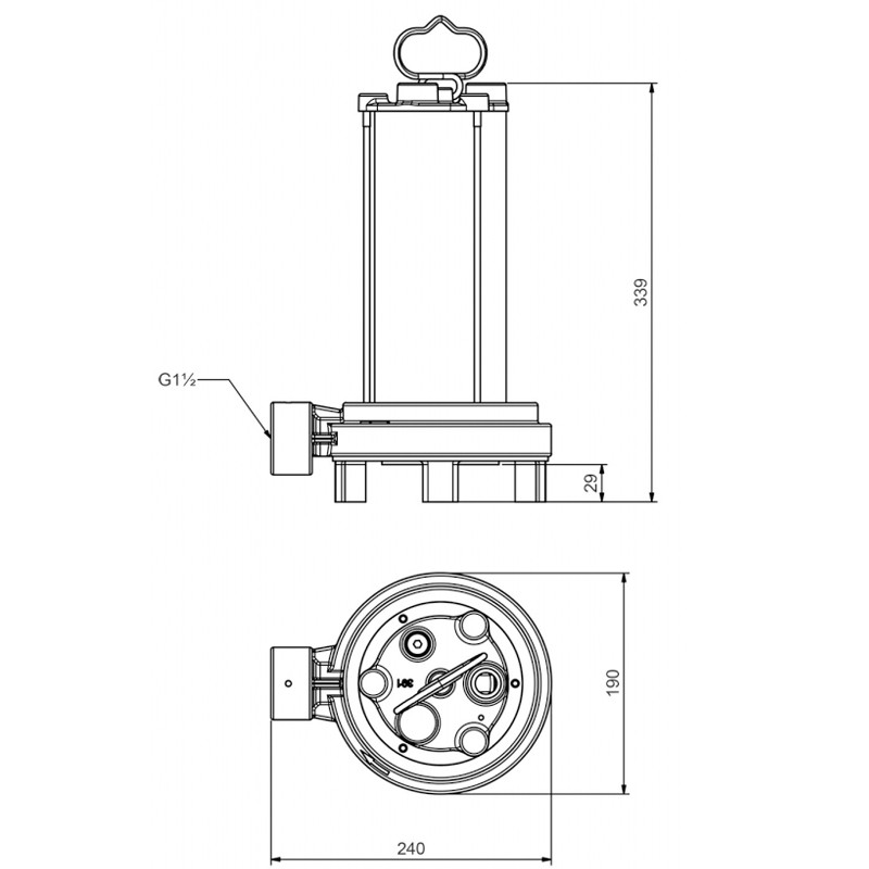Zehnder SOLIDA / CUTTER 125T, 400V,
Druckstutzen 1 1/2", 10 m Anschlußkabel,
Schneidwerk, starke
Förderleistung bis 30m für verunreinigtes
Wasser auch mit faserigen
Feststoffen