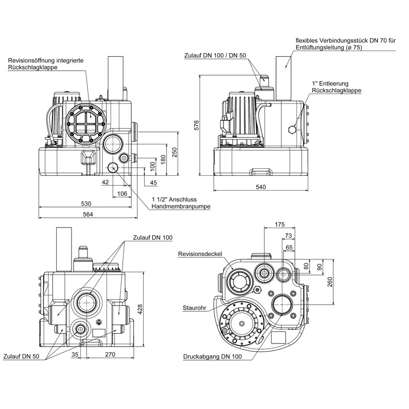 Kompaktboy 1,1 W  230 V Abwasser-Hebeanlage