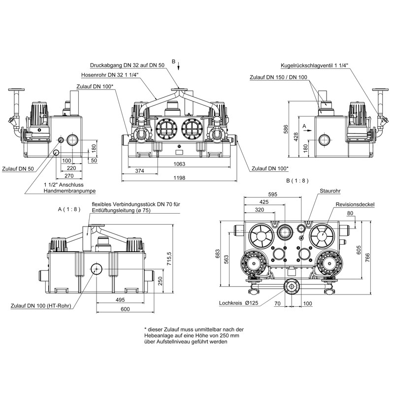 Kompaktboy Doppel SE 71.2 D Abwasser-Hebeanlage mit Schneidwerkpumpe