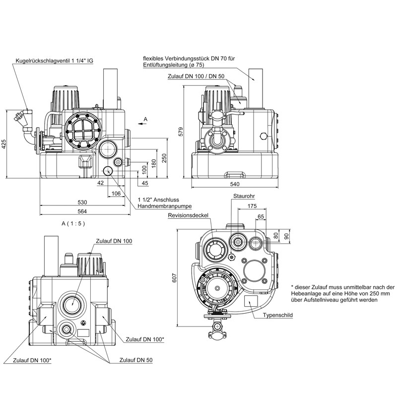 Kompaktboy SE 71.1 D  400 V Abwasser-Hebeanlage mit Schneidwerkpumpe