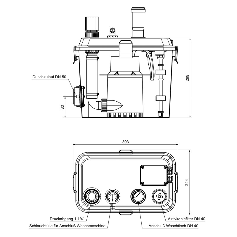 Zehnder Schmutzwasser-Hebeanlage (Unterflur) Baureihe UFB 200 - Baufa