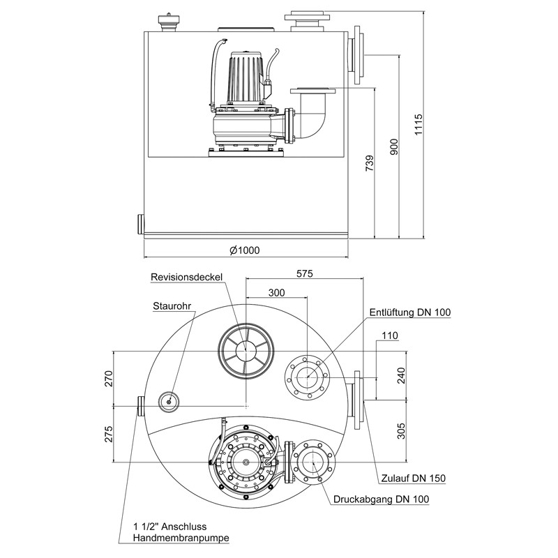 WUZ 100 3,0  400 V Abwasser-Hebeanlage