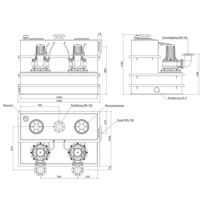 WUZ 100 Doppel 5,5  400 V Abwasser-Hebeanlage