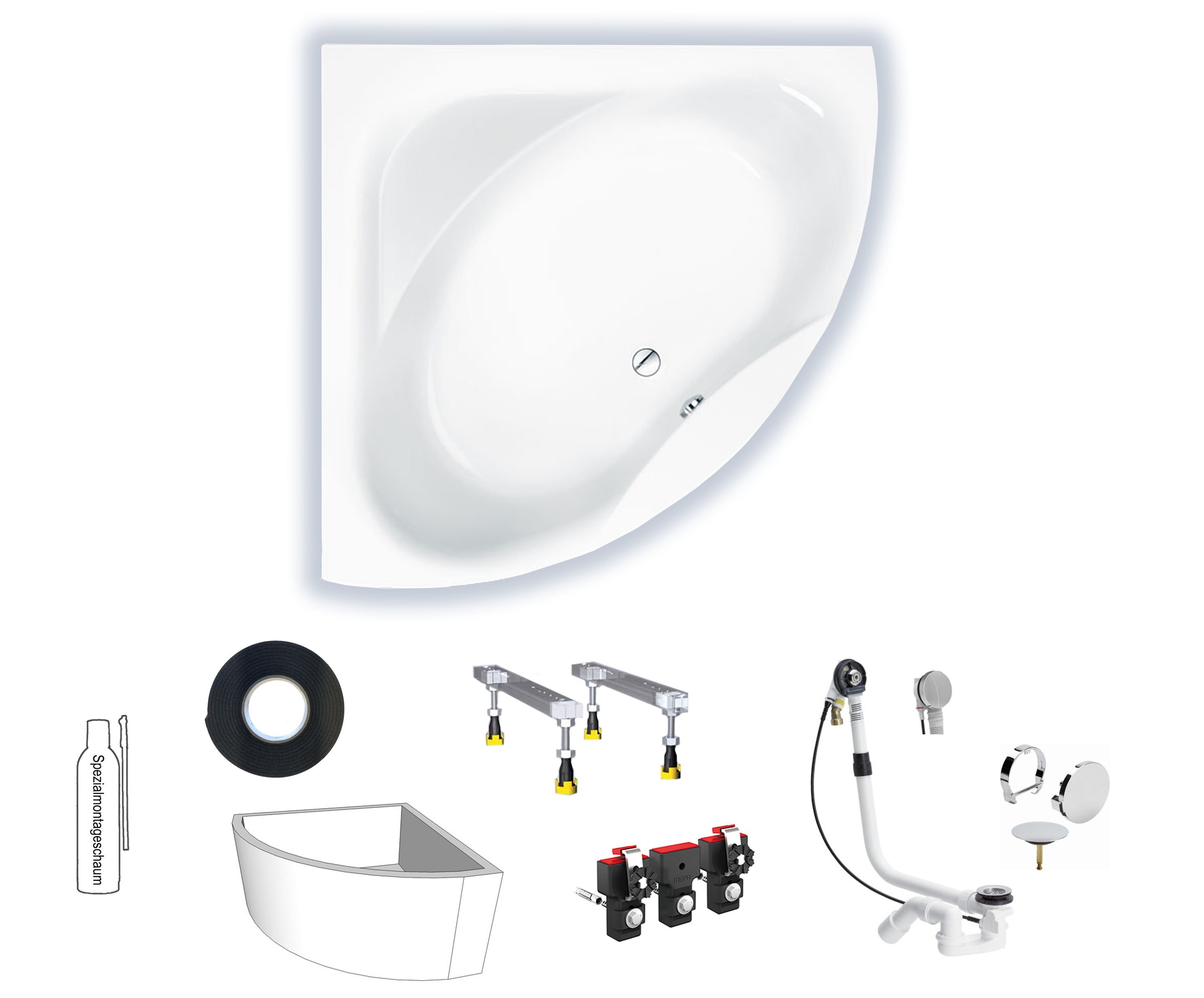 Badewanne Tauern 140 140x140x46 Eckwanne