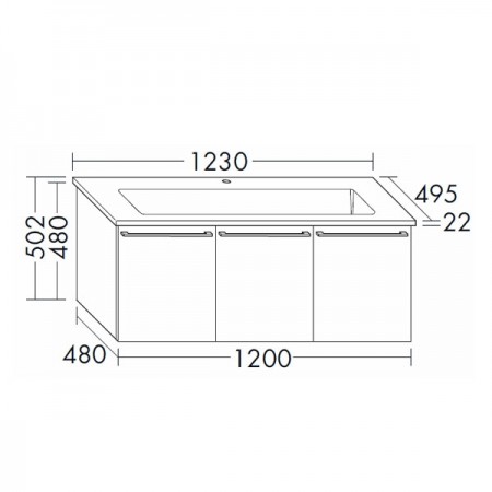 Burgbad Bel Keramik-Waschtisch+Unterschrank 1230 PG3  