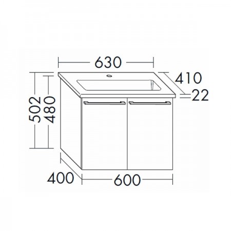 Burgbad Bel Keramik-Waschtisch+Unterschrank 630 PG4  