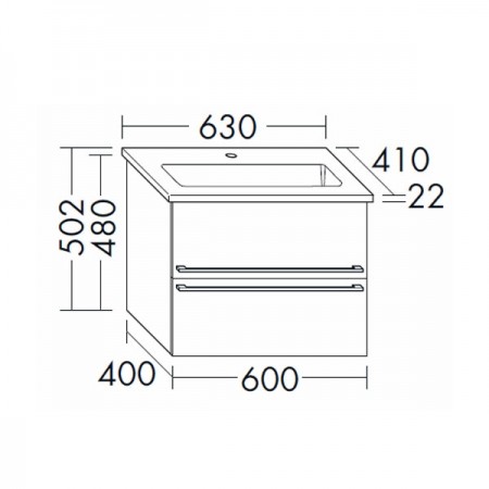 Burgbad Bel Keramik-Waschtisch+Unterschrank 630 PG4  