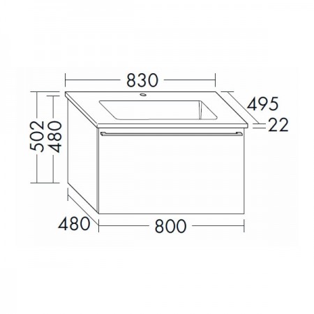 Burgbad Bel Keramik-Waschtisch+Unterschrank 830 PG3  