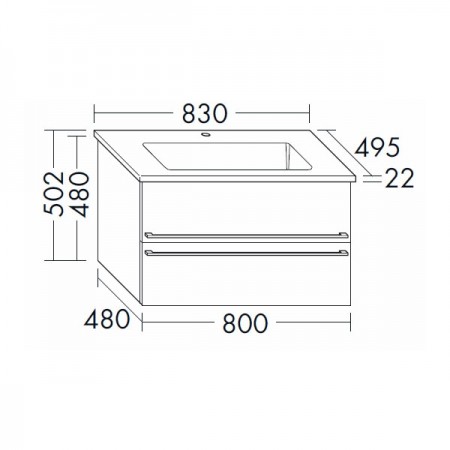 Burgbad Bel Keramik-Waschtisch+Unterschrank 830 PG4  