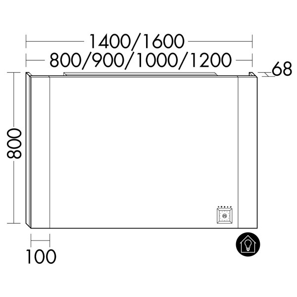 Burgbad rl40 Room Light Spiegel/Leuchtspiegel mit LED-Flächenbeleuchtung und Lichtsteuerung inkl. Deckenbeleuchtung(SIJE080)(Typ-Nr. alt:Sp218)