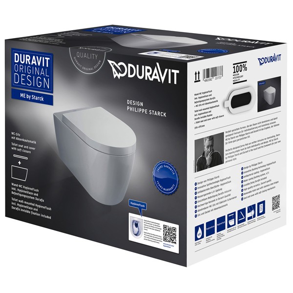 DU WWC-Set 570mm ME by Starck,Hygiene- Flush,Weiß HYG,riml.,TS,WC-Sitz