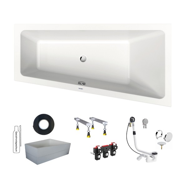 Duravit No 1 rechts 1600x850 Acryl Trapez Badewanne weiß 700507000000000