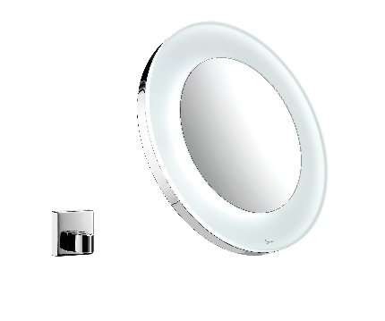 emco LED R.- u. Kosmetikspiegel, Wandh. Vergr.: 3-fach, m.Akku (AA),rund, chrom (109600123)