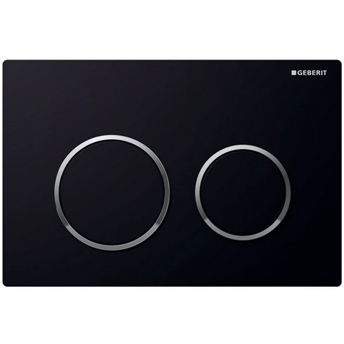 Geberit Betätigungsplatte Omega20, für 2-Mengen-Spülung, Schwarz / Glanzchrom / Schwarz