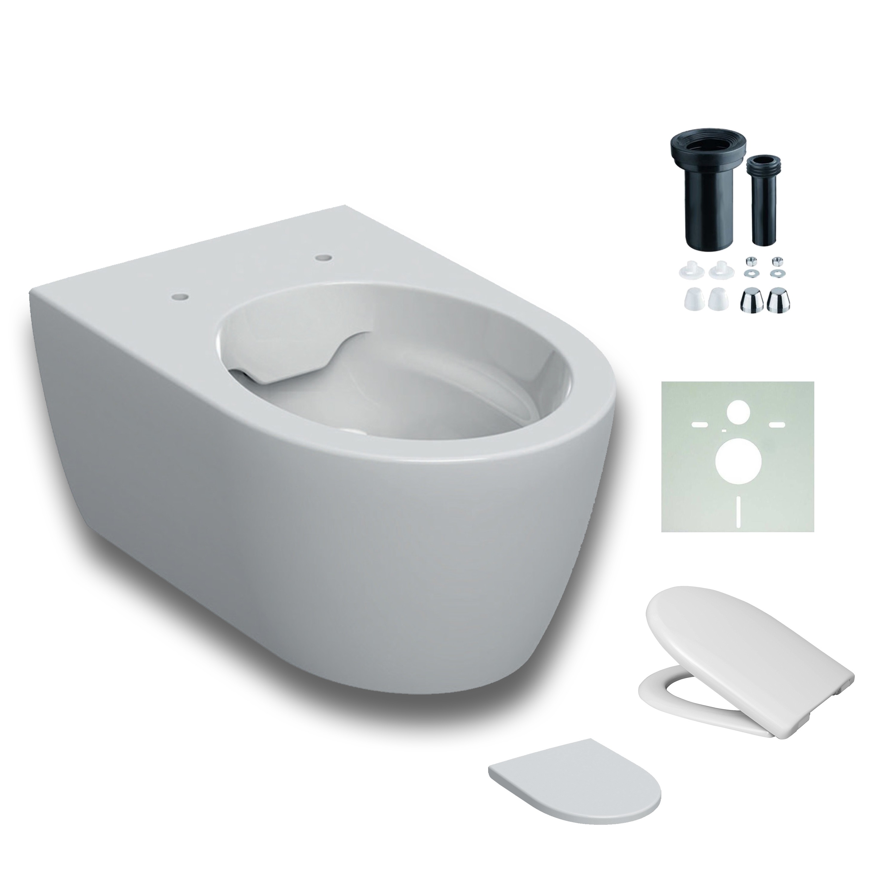 Geberit iCon wandhängendes Tiefspül-WC Rimfree geschlossene Form, T:53cm, KeraTect-Beschichtung, weiß (501661008)