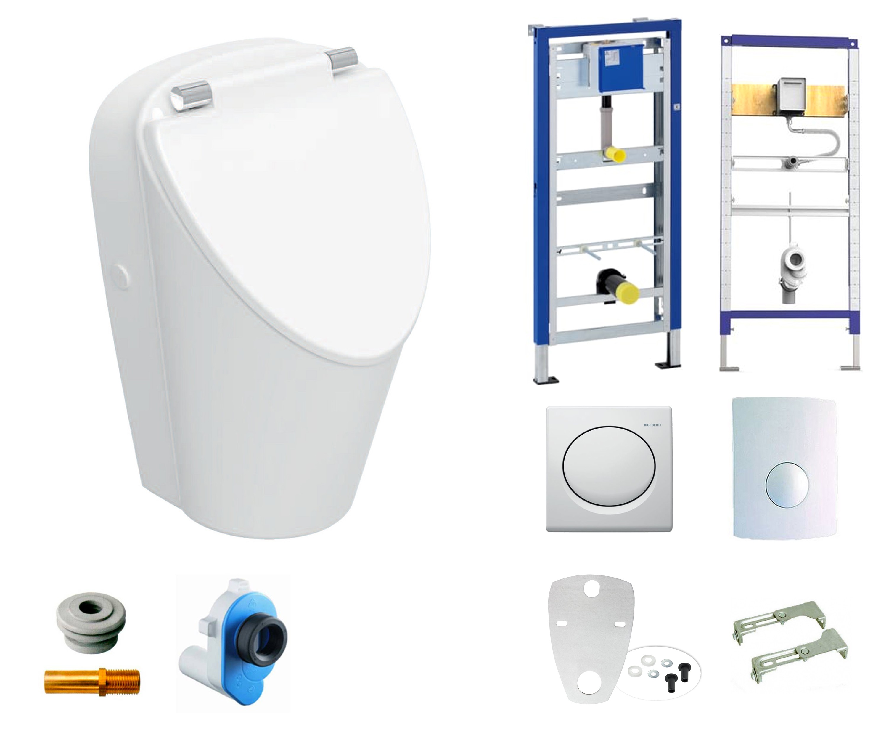 Geberit Renova S Spülrandloses Urinal mit Deckel, weiß-alpin