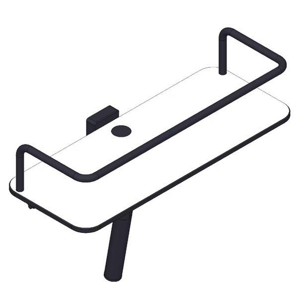 Giese Dusch Konsole mit hoher Reling und Glasabzieher schwarz matt Kompaktschichtstoff weiss