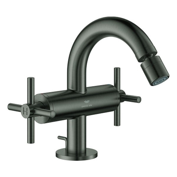 GROHE 2-Griff-Bidetbatt. Atrio 24353 Kreuz-Griff hard graphite gebürstet