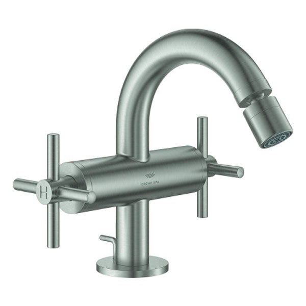 GROHE 2-Griff-Bidetbatt. Atrio 24353 Kreuz-Griff supersteel