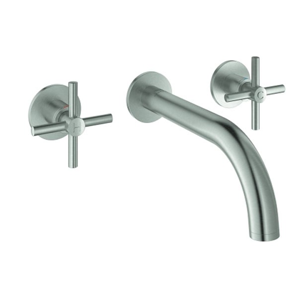 GROHE 3-Loch-WT-Batterie Atrio 20661 Fertigmontageset Kreuz-Griff supersteel