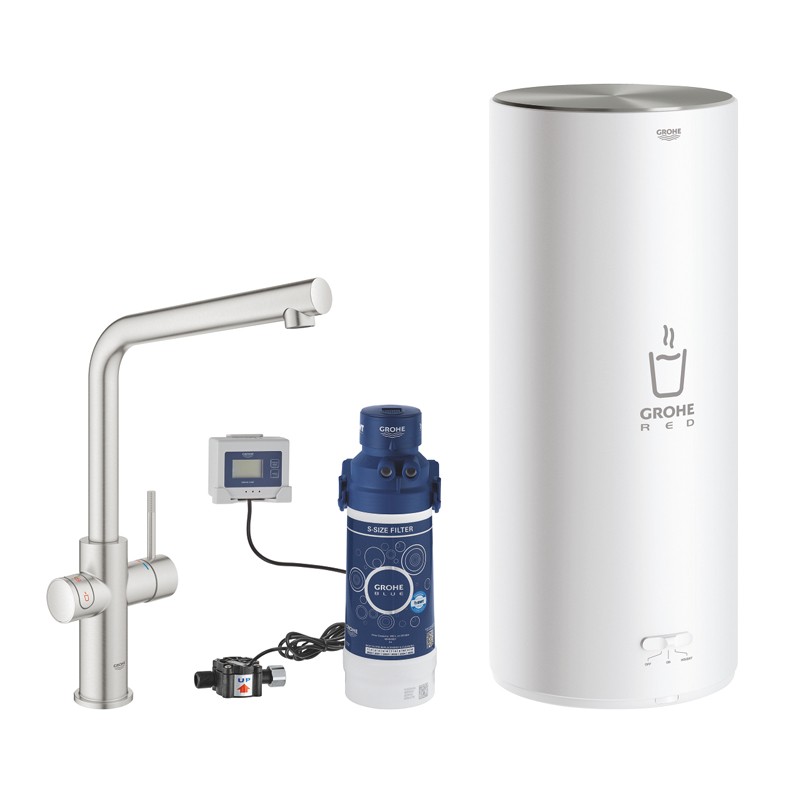 GROHE Armatur und Boiler Red Duo 30325 L-Size L-Auslauf supersteel