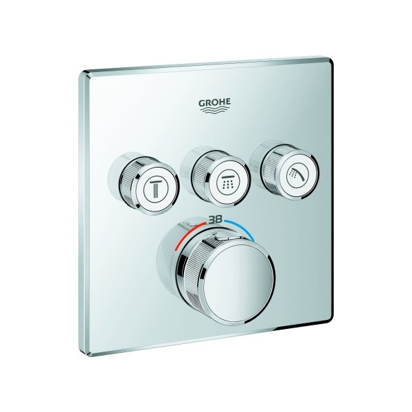 GROHE Thermostat Grohtherm SmartControl 29126 eckig FMS 3 Absperrventile chrom