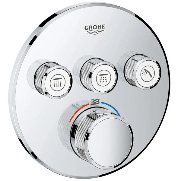 GROHE Thermostat Grohtherm SmartControl 29121 rund FMS 3 Absperrventile chrom