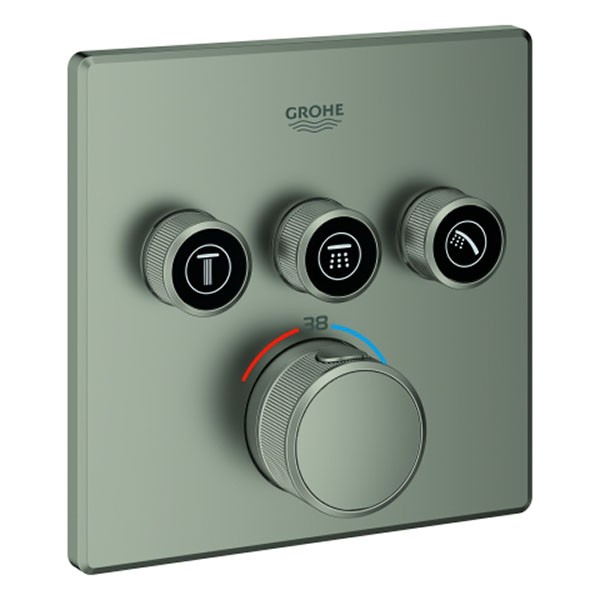 GROHE Thermostat Grohtherm SmartControl 29126 eckig FMS 3 ASV satin steel