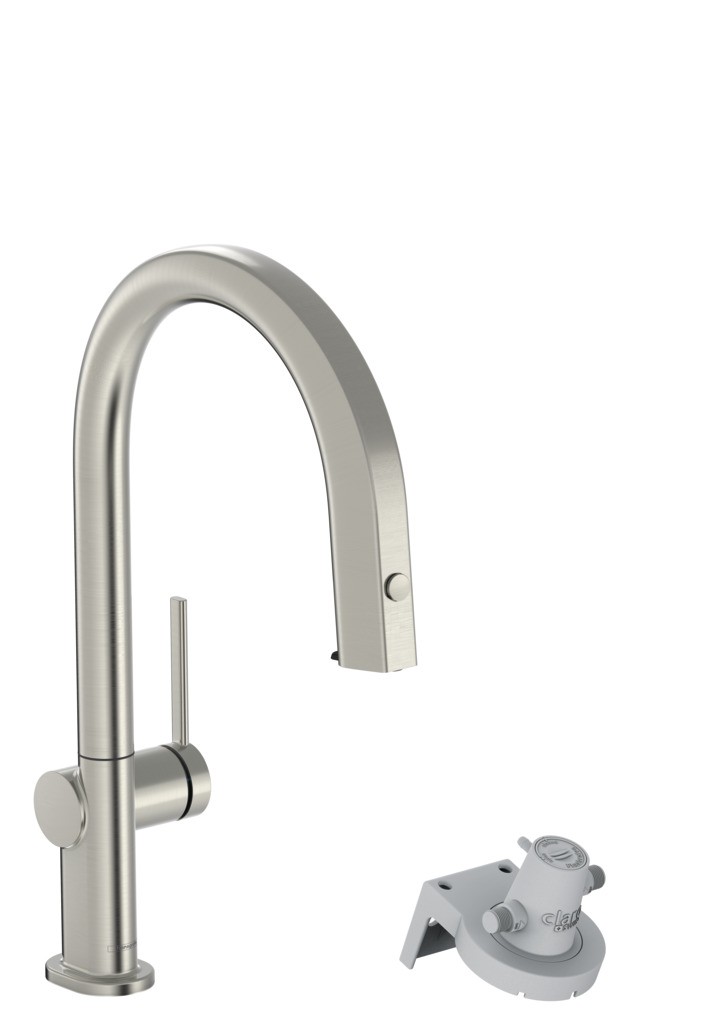 Hansgrohe Aqittura M91 FilterSystem 210, Ausziehauslauf, 1jet, sBox Edelstahl Finish
