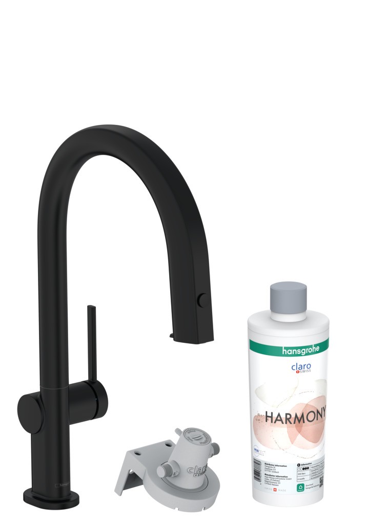 Hansgrohe Aqittura M91 FilterSystem 210, Ausziehauslauf, 1jet, sBox, Starter Set Mattschwarz