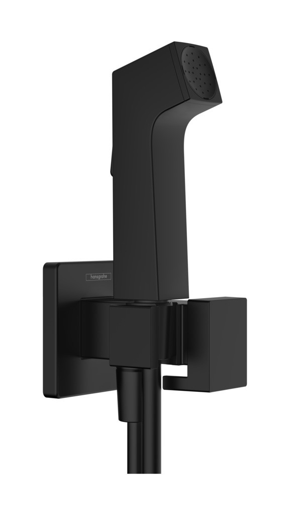 Hansgrohe Bidette Handbrause 1jet E EcoSmart für Kaltwasser mit Brausehalter und Brauseschlauch 125 cm Mattschwarz