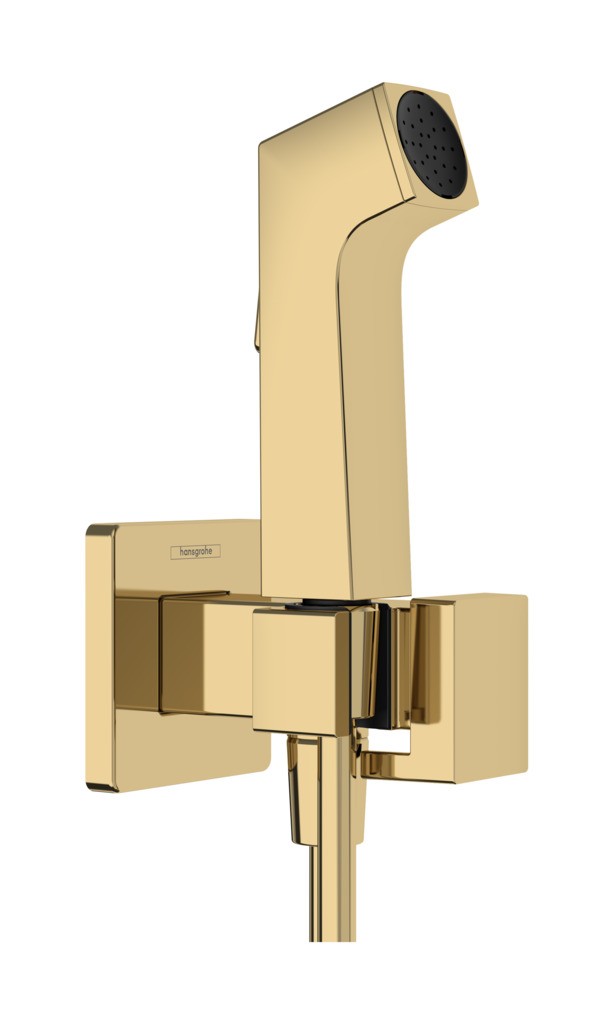 Hansgrohe Bidette Handbrause 1jet E EcoSmart für Kaltwasser mit Brausehalter und Brauseschlauch 125 cm Polished Gold Optic