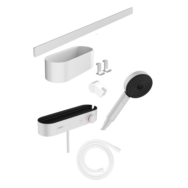 HG Bundle WallStoris 105 3jet Brausethermosstat 700 mattweiss