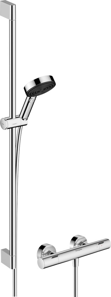 Hansgrohe Pulsify Select S Brausesystem 105 3jet Relaxation EcoSmart mit Ecostat Fine und Brausestange 90 cm Chrom