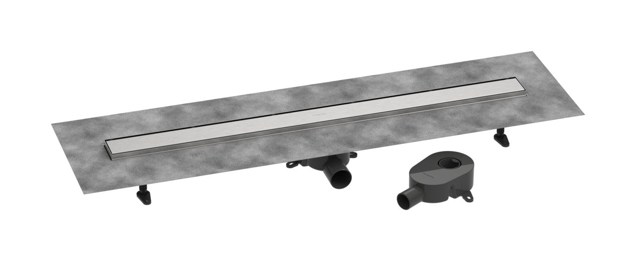 Hansgrohe RainDrain Go Komplettset Duschrinne 1000 rückseitig befliesbar für Standard-/flache Installation Edelstahl gebürstet