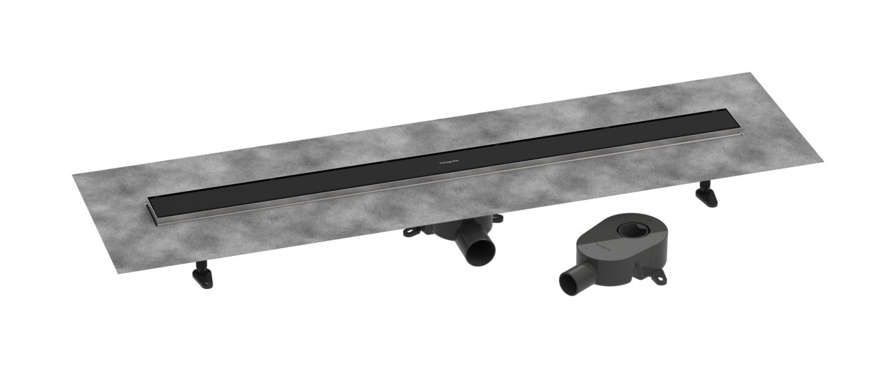 Hansgrohe RainDrain Go Komplettset Duschrinne 1000 rückseitig befliesbar für Standard-/flache Installation Mattschwarz