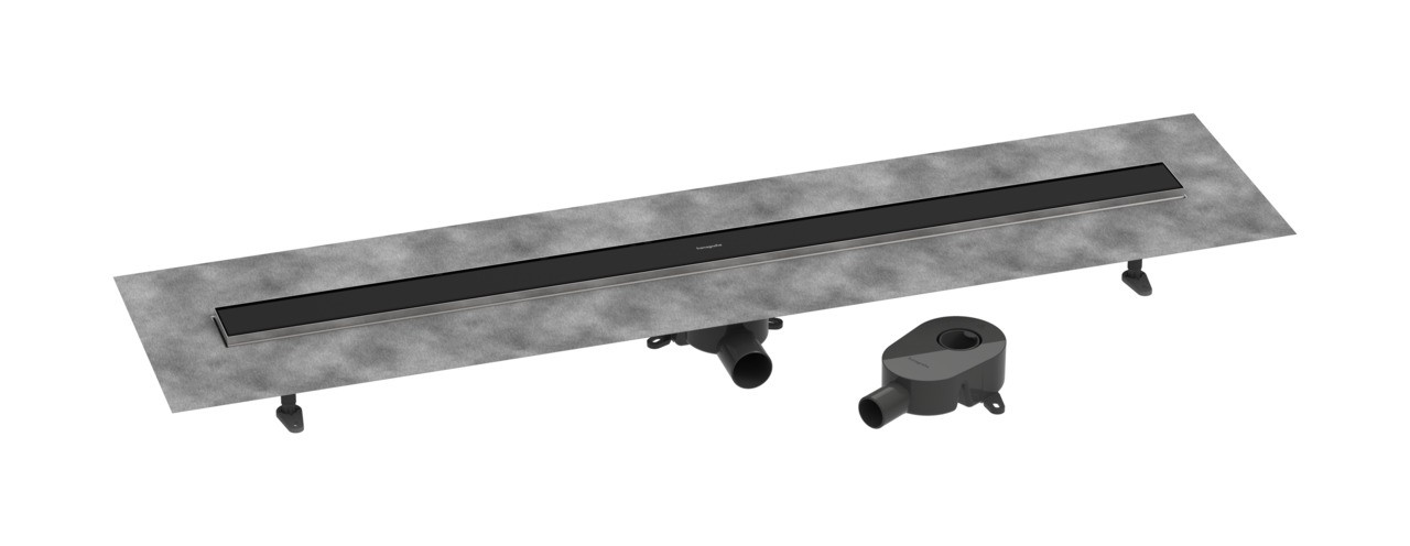 Hansgrohe RainDrain Go Komplettset Duschrinne 1200 rückseitig befliesbar für Standard-/flache Installation Mattschwarz