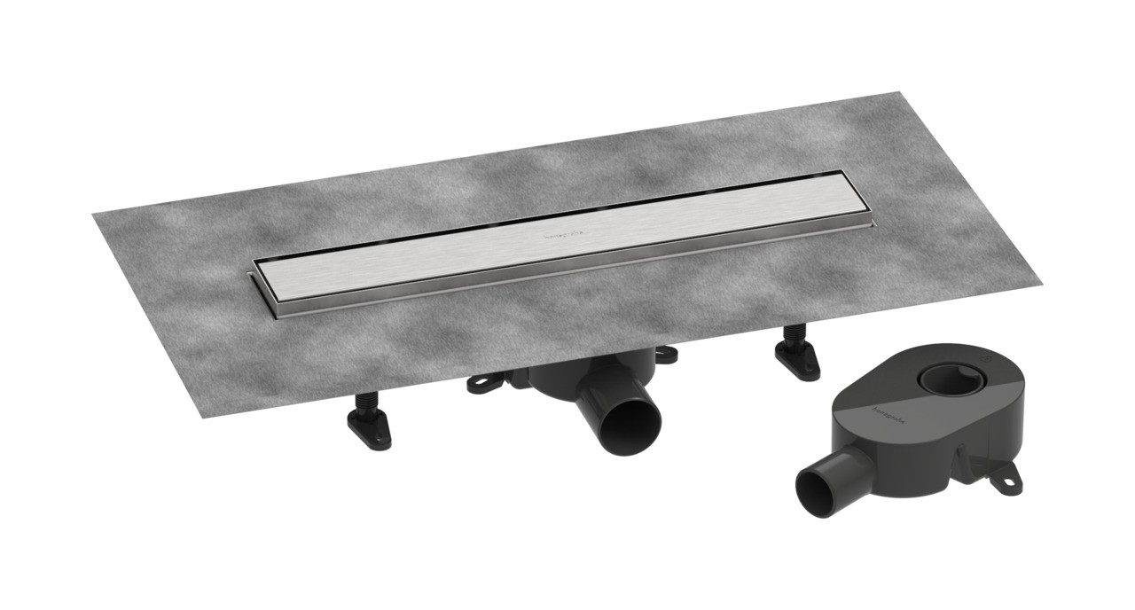 Hansgrohe RainDrain Go Komplettset Duschrinne 500 rückseitig befliesbar für Standard-/flache Installation Edelstahl gebürstet