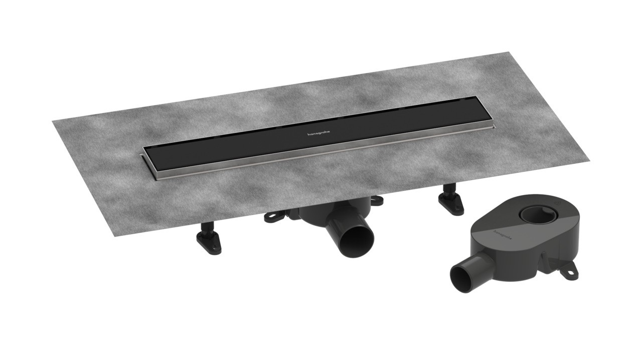 Hansgrohe RainDrain Go Komplettset Duschrinne 500 rückseitig befliesbar für Standard-/flache Installation Mattschwarz