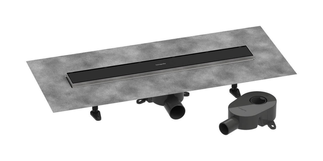 Hansgrohe RainDrain Go Komplettset Duschrinne 600 rückseitig befliesbar für Standard-/flache Installation Mattschwarz
